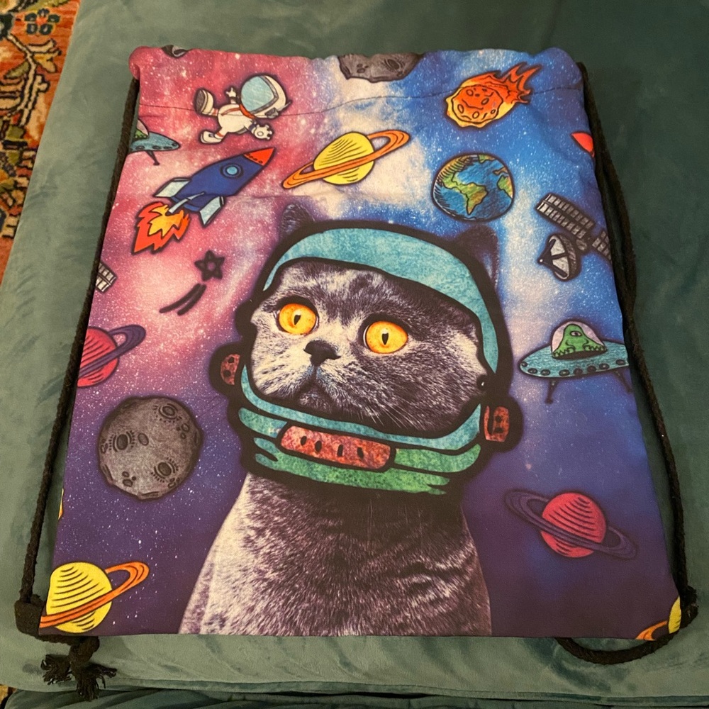 Galactic cat backpack strings